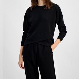 2-piece Ideology Black ribbed sweat set with crossover hem